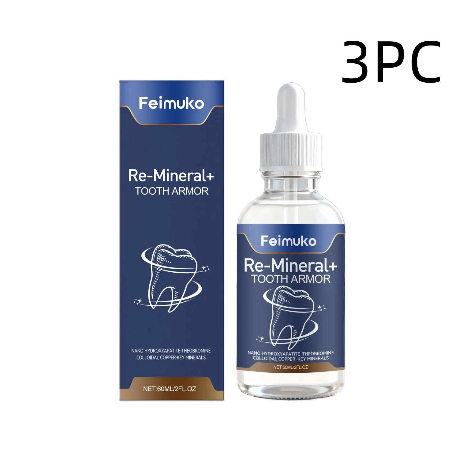 60ml Dental Care Liquid bottle with hydroxyapatite and copper tripeptide for oral hygiene