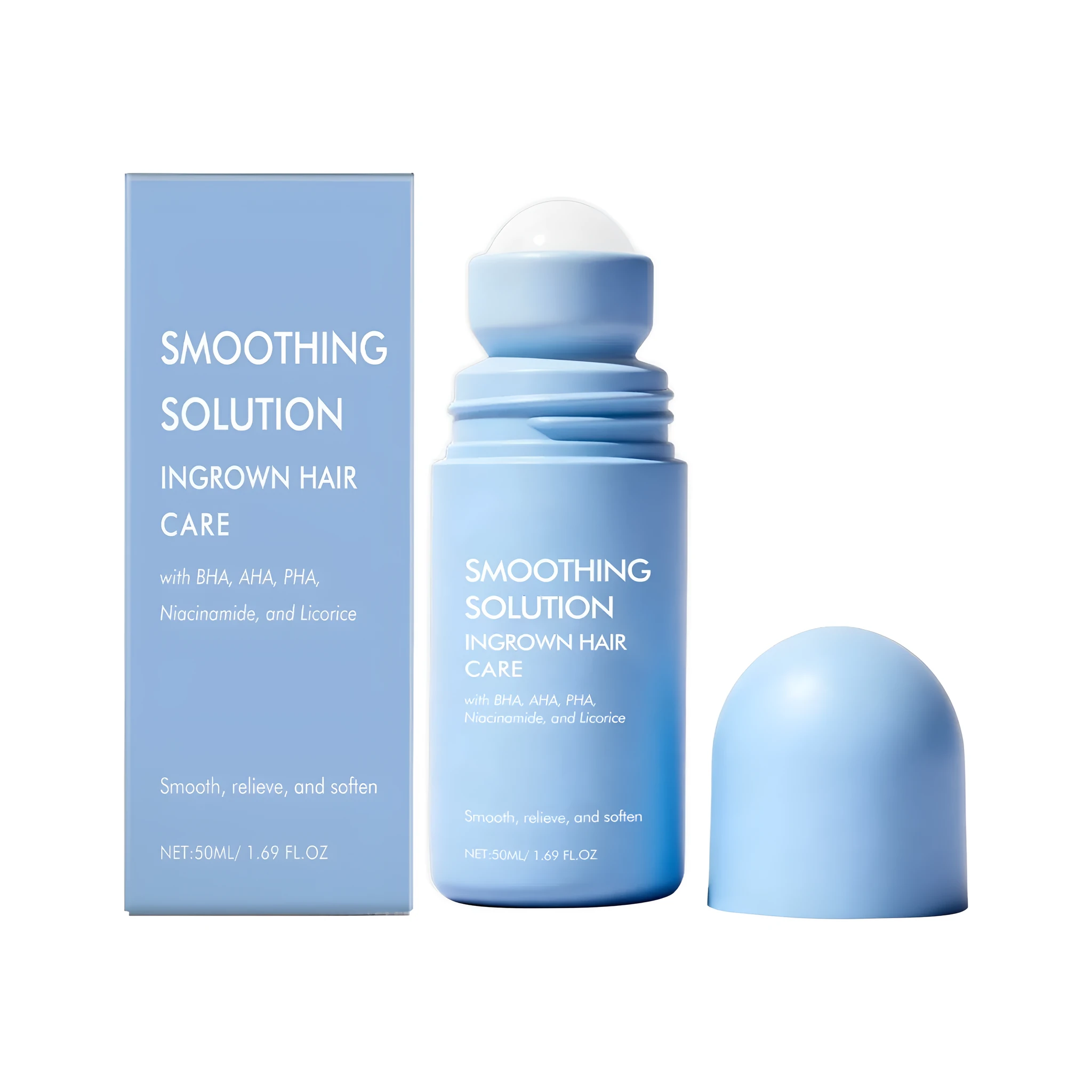 50ml smoothing solution liquid exfoliant with hyaluronic acid and salicylic acid in a clear bottle