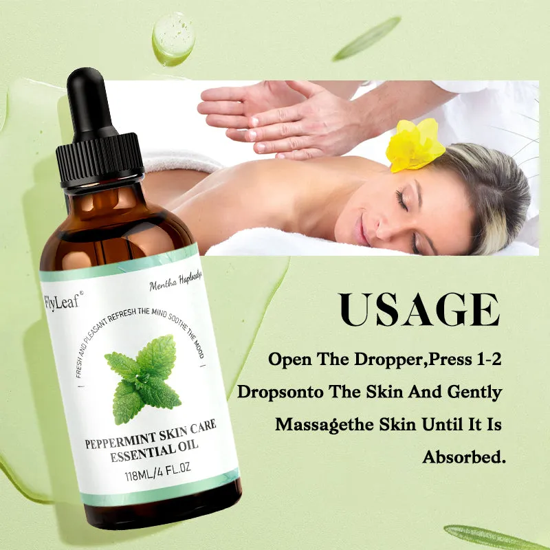 118ml bottle of pure natural peppermint essential body oil for aromatherapy diffuser and massage use
