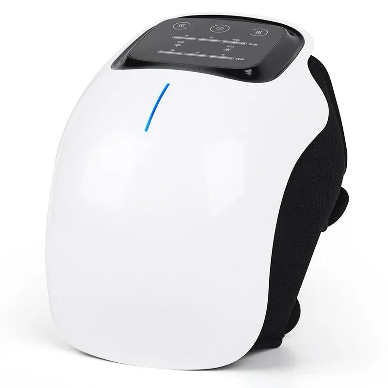 White smart electric heating knee massager with LCD display for infrared heat therapy on legs