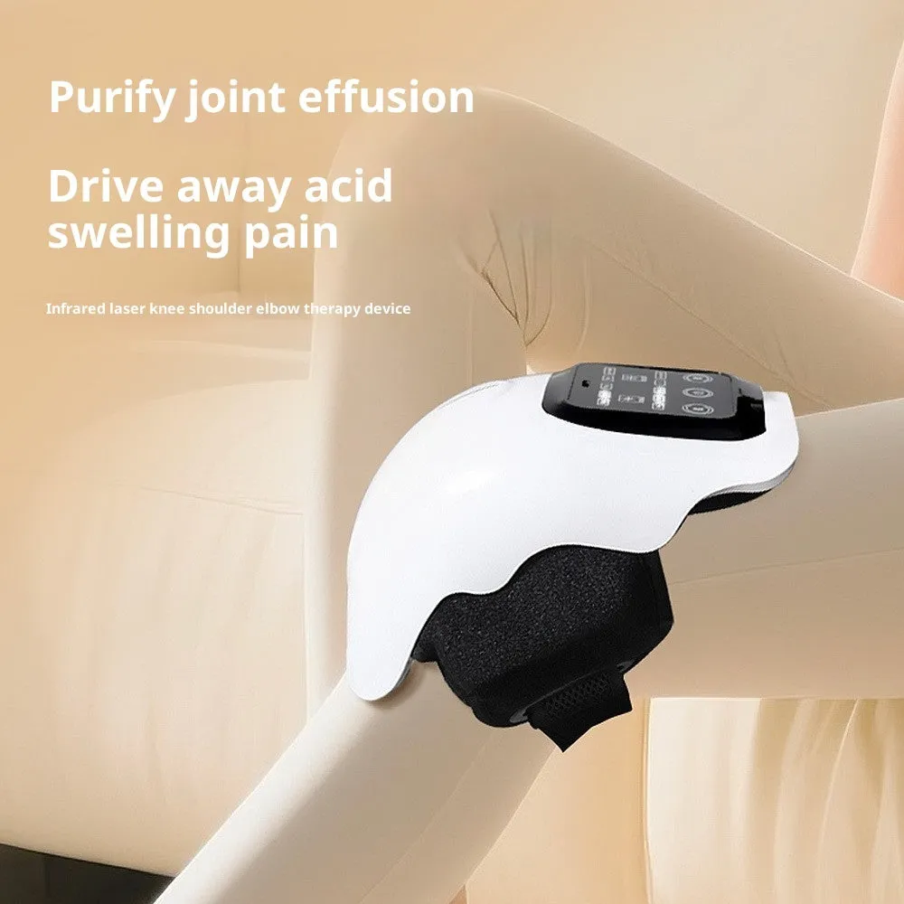White smart electric heating knee massager with LCD display for infrared heat therapy on legs