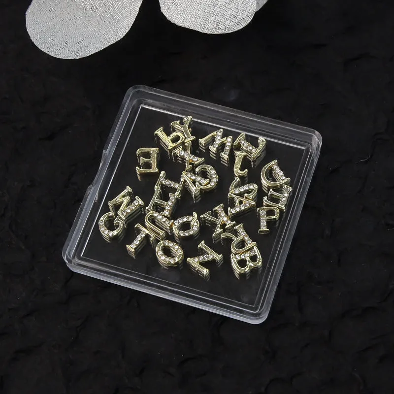12 Constellation Nail Art Accessories set of metal alloy Princess Series decals with letters pattern in gold tone