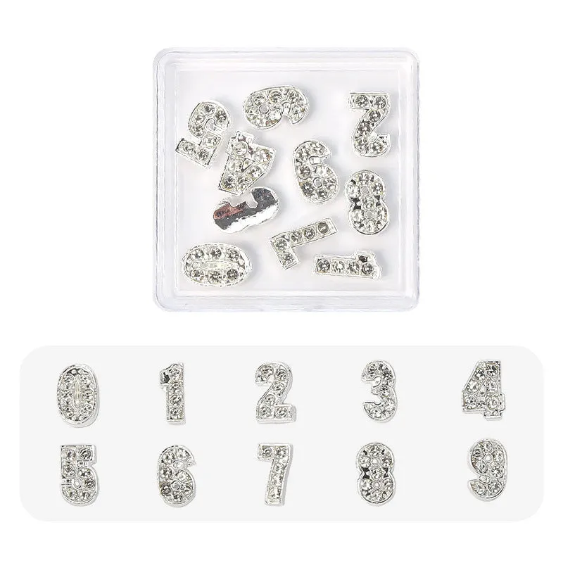 12 Constellation Nail Art Accessories set of metal alloy Princess Series decals with letters pattern in gold tone