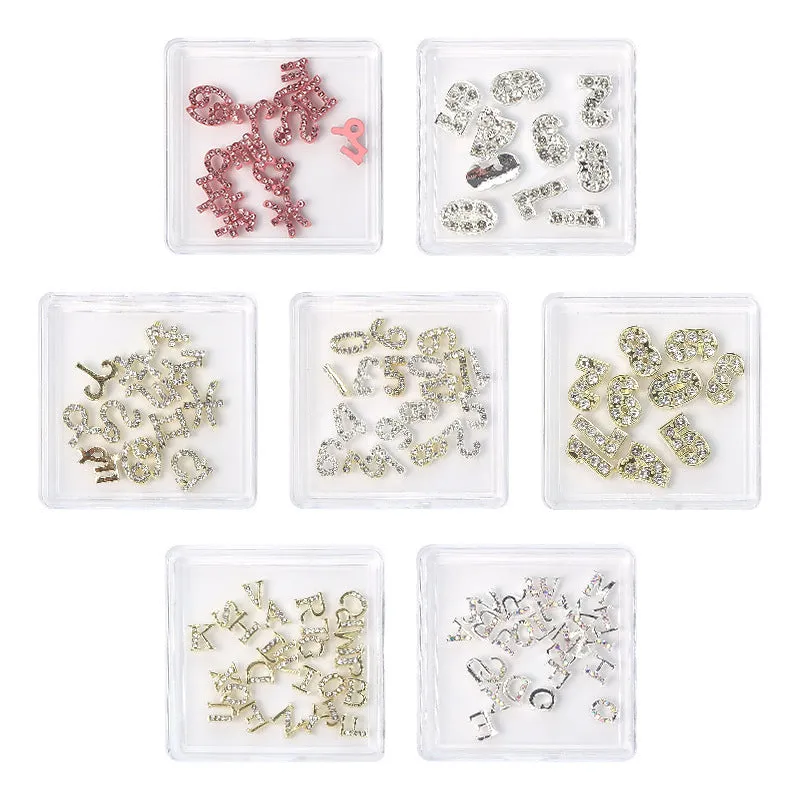 12 Constellation Nail Art Accessories set of metal alloy Princess Series decals with letters pattern in gold tone