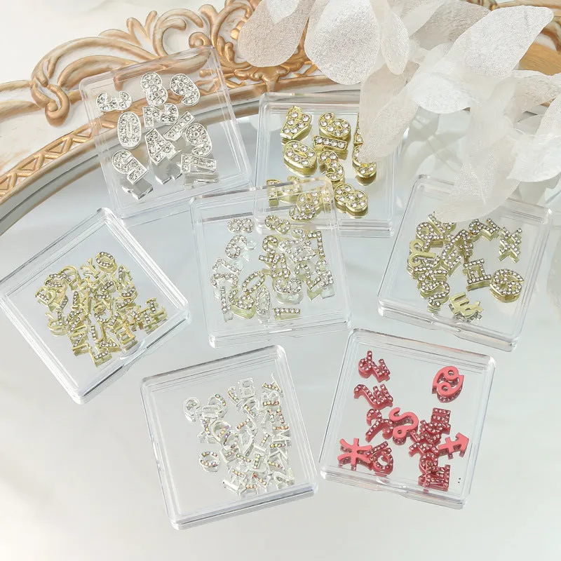 12 Constellation Nail Art Accessories set of metal alloy Princess Series decals with letters pattern in gold tone