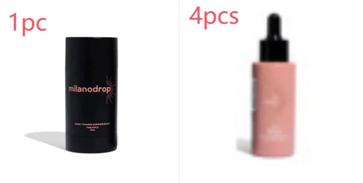 Matte Sun Tanning Black Liquid drops and tanning flash cream set, 50ml and 75ml bottles for sunless tanning.