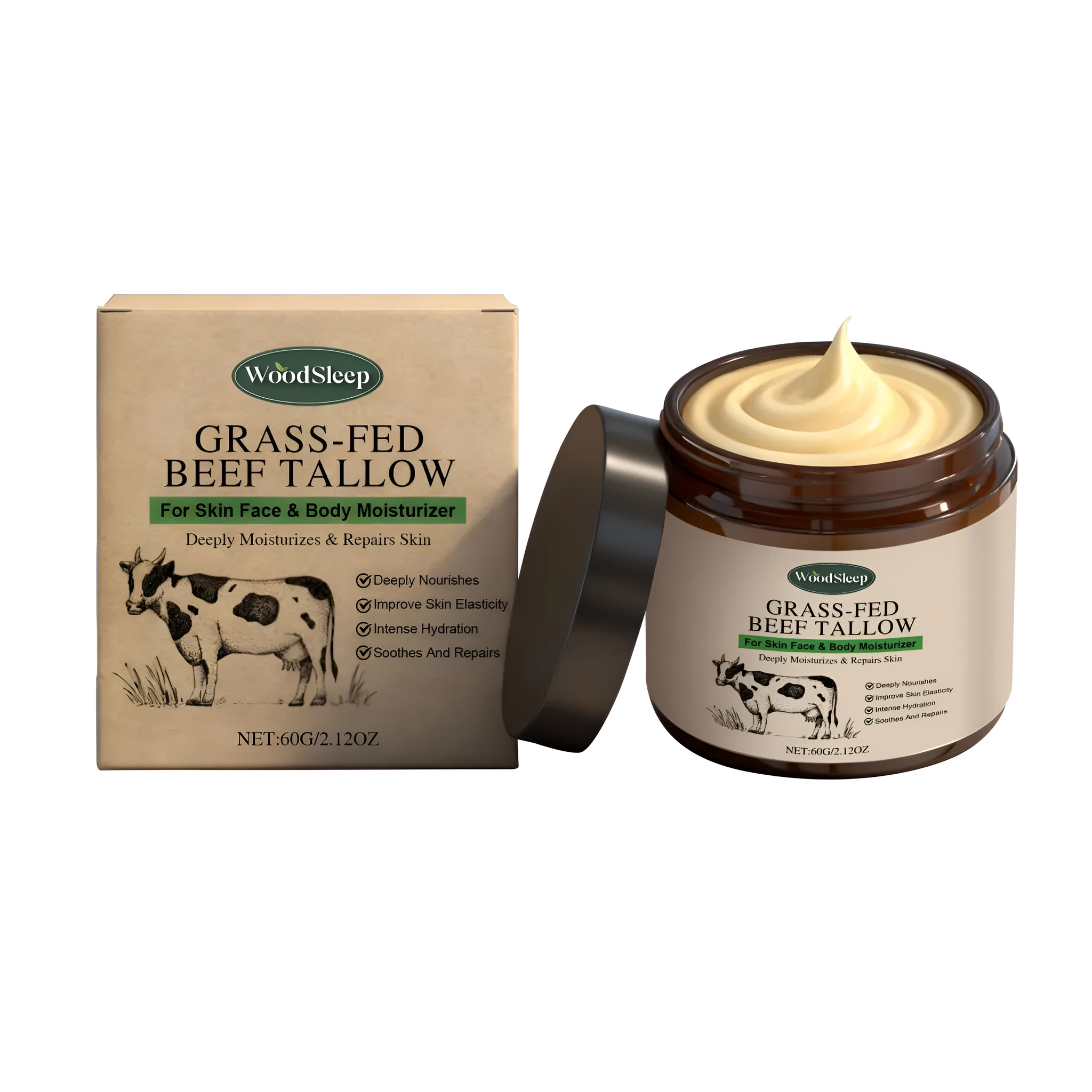 60 gramme pot of face and body moisturising cream with glycerin and olive oil