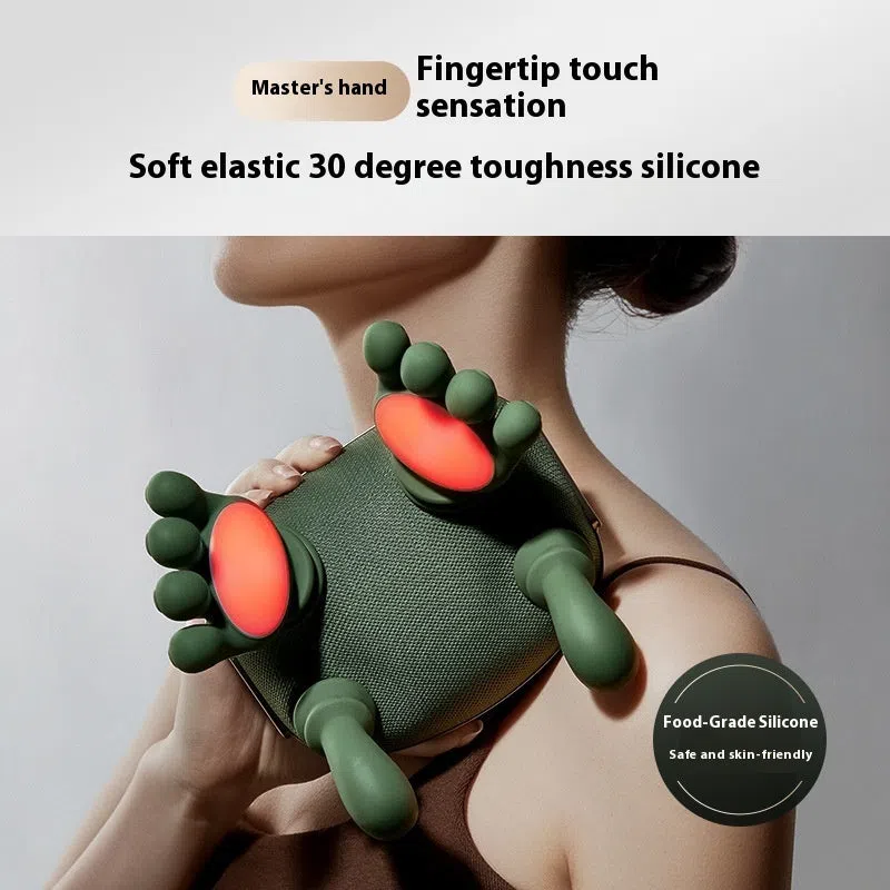 Hand shoulder cervical oblique muscle massager in N7 moss green colour with USB cable
