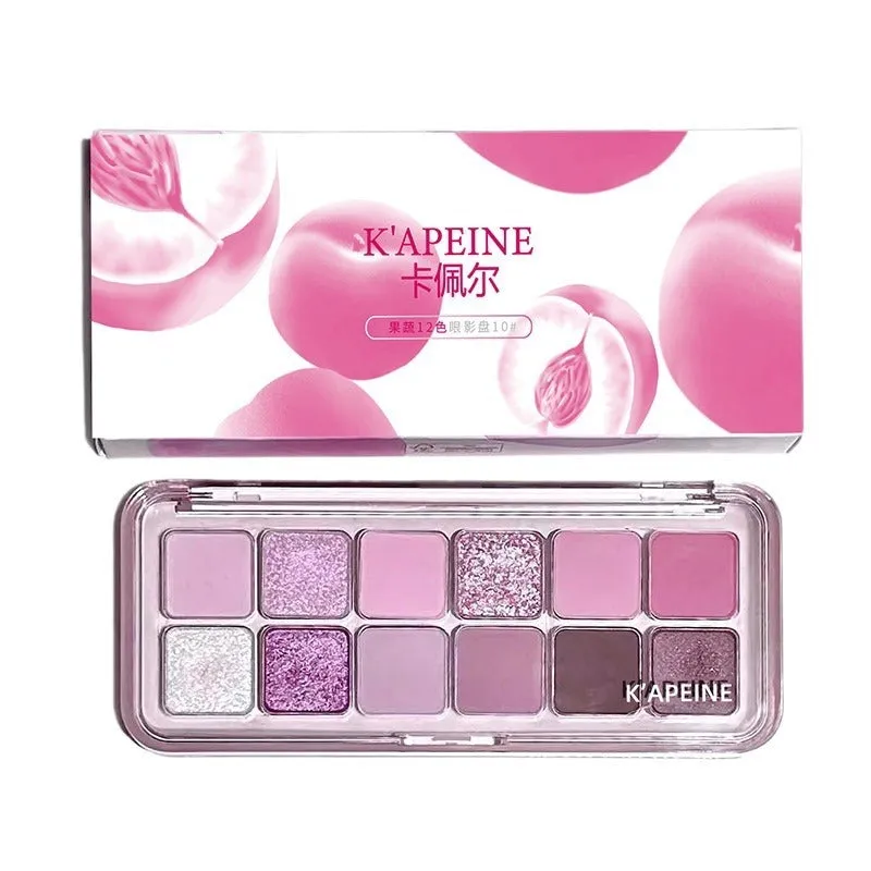 Creative Home 12-colour eye shadow palette showing Peach Apple and Cherry Plum shade options