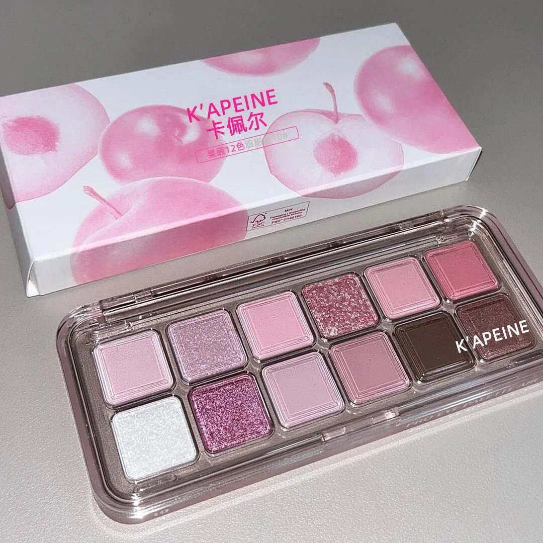 Creative Home 12-colour eye shadow palette showing Peach Apple and Cherry Plum shade options