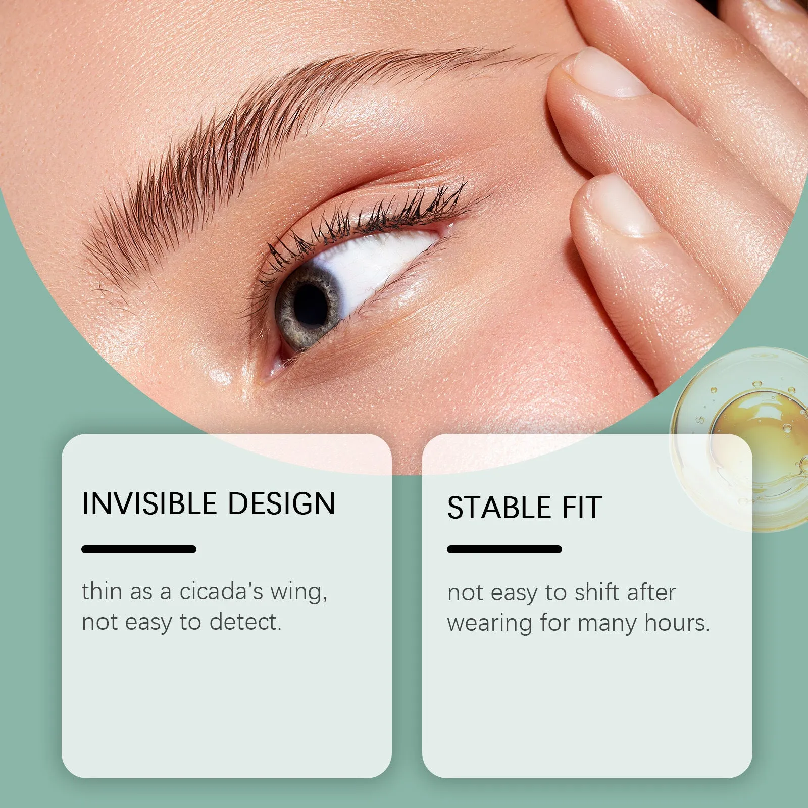 Pack of 80 brightening eyelid stickers with hyaluronic acid and collagen for a double eyelid look.