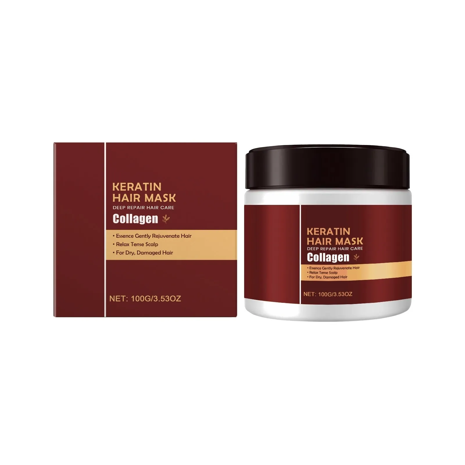 100g hair mask cube with hydrolysed keratin, collagen, and aloe extract for moisturising.