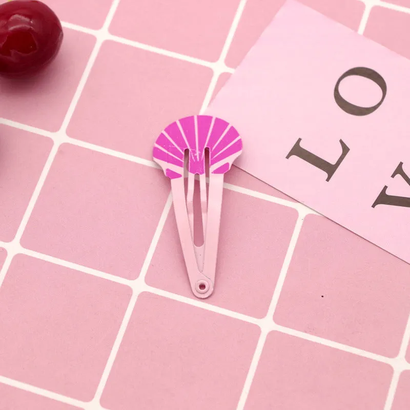 Metal children's barrette with colourful baking varnish fruit design for hair