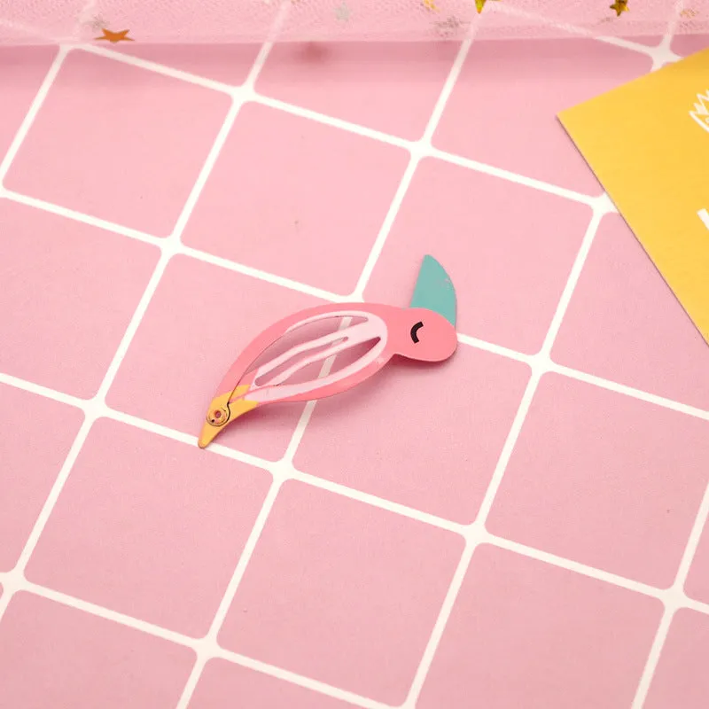 Metal children's barrette with colourful baking varnish fruit design for hair
