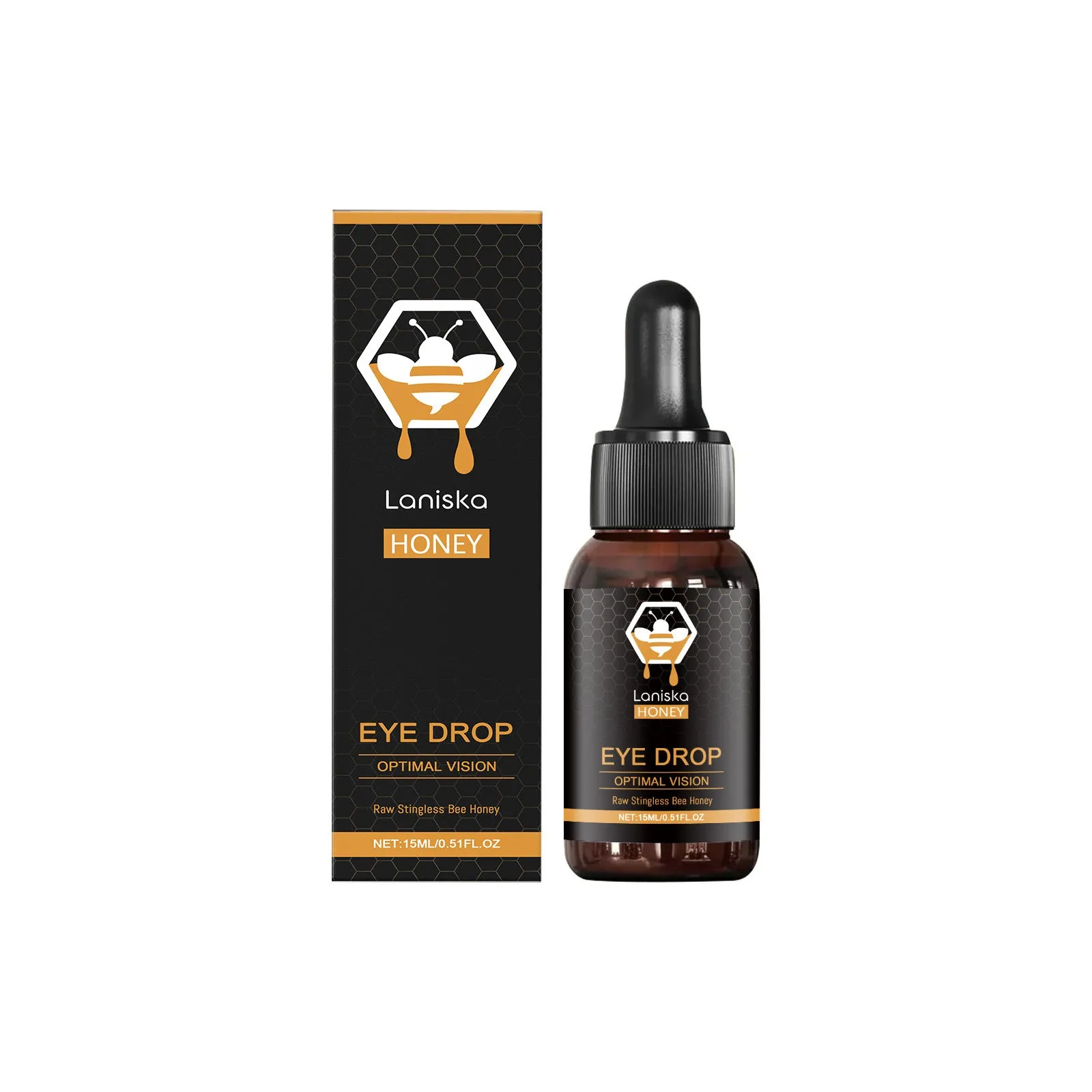 15ml bottle of honey and sodium hyaluronate eye drops for relieving eye fatigue.