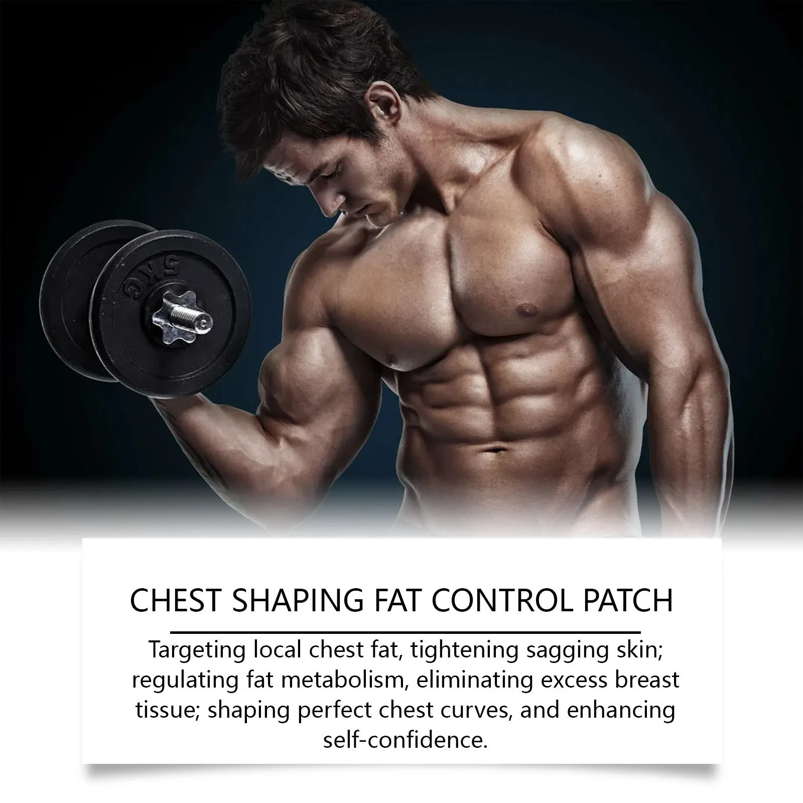 Four men's figure control chest patches on backing sheet, showing thin compact design