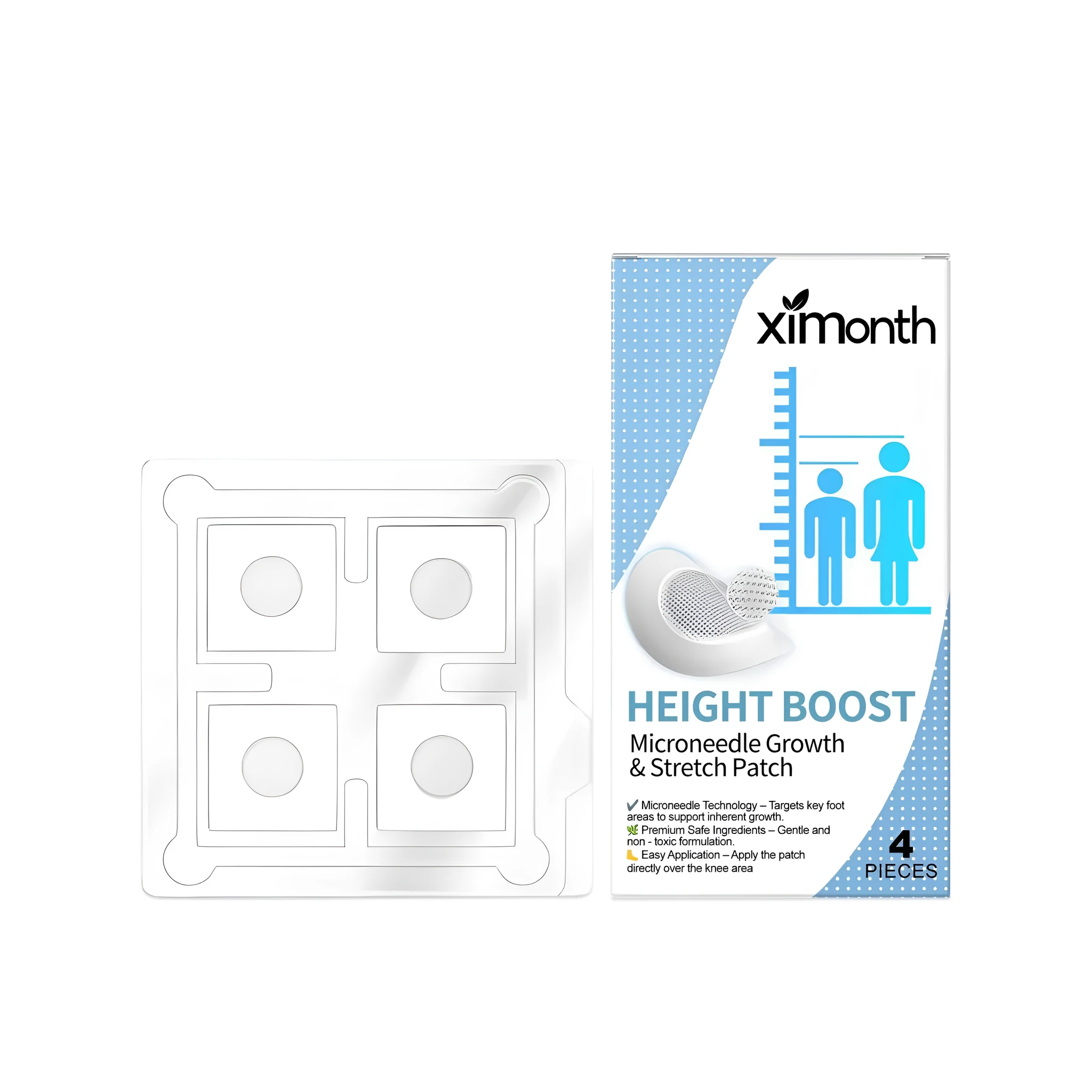 Four Healthy Bone Micro Needle Care Patches in packaging with herbal and collagen ingredients