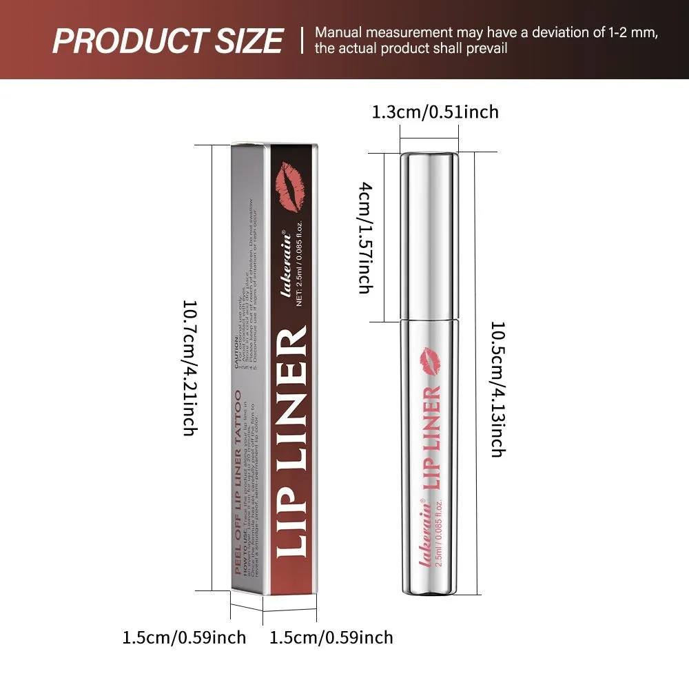 Matte finish pointed toe lip liner pencil with tear and pull design shown in rose pink colour