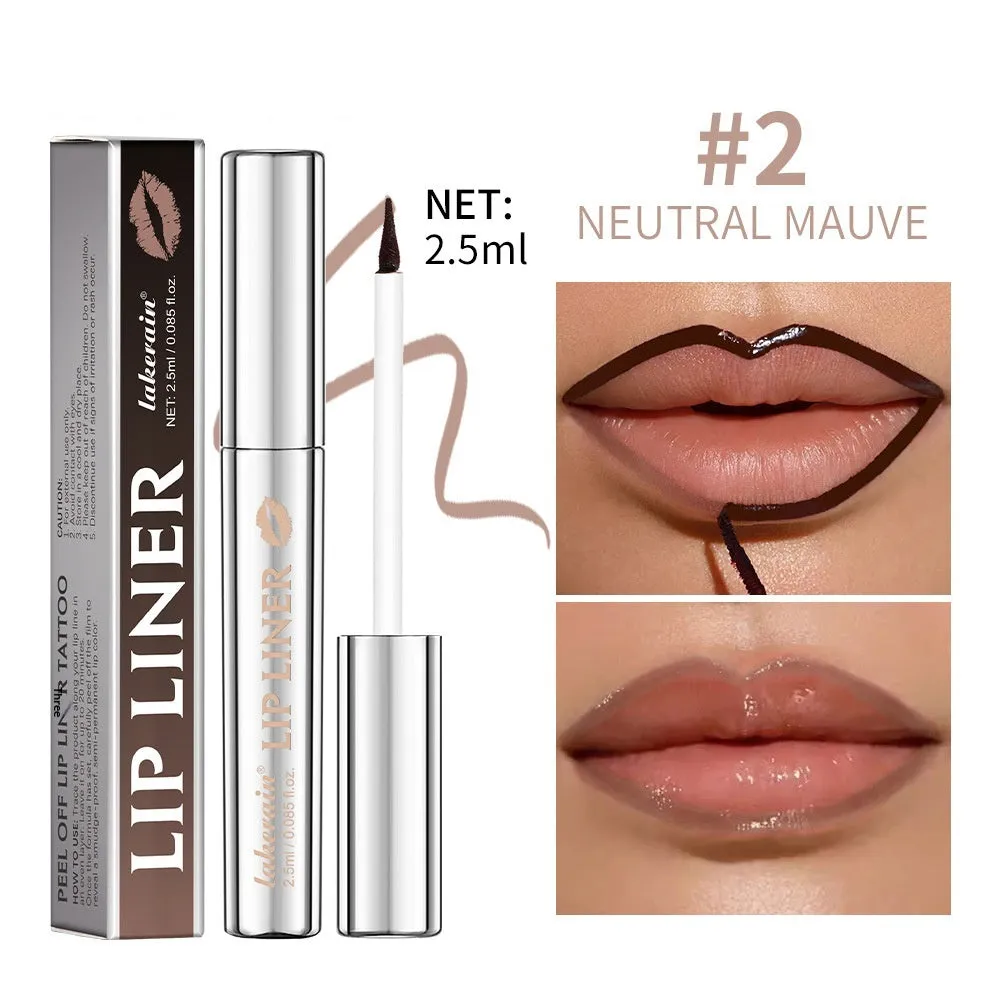 Matte finish pointed toe lip liner pencil with tear and pull design shown in rose pink colour