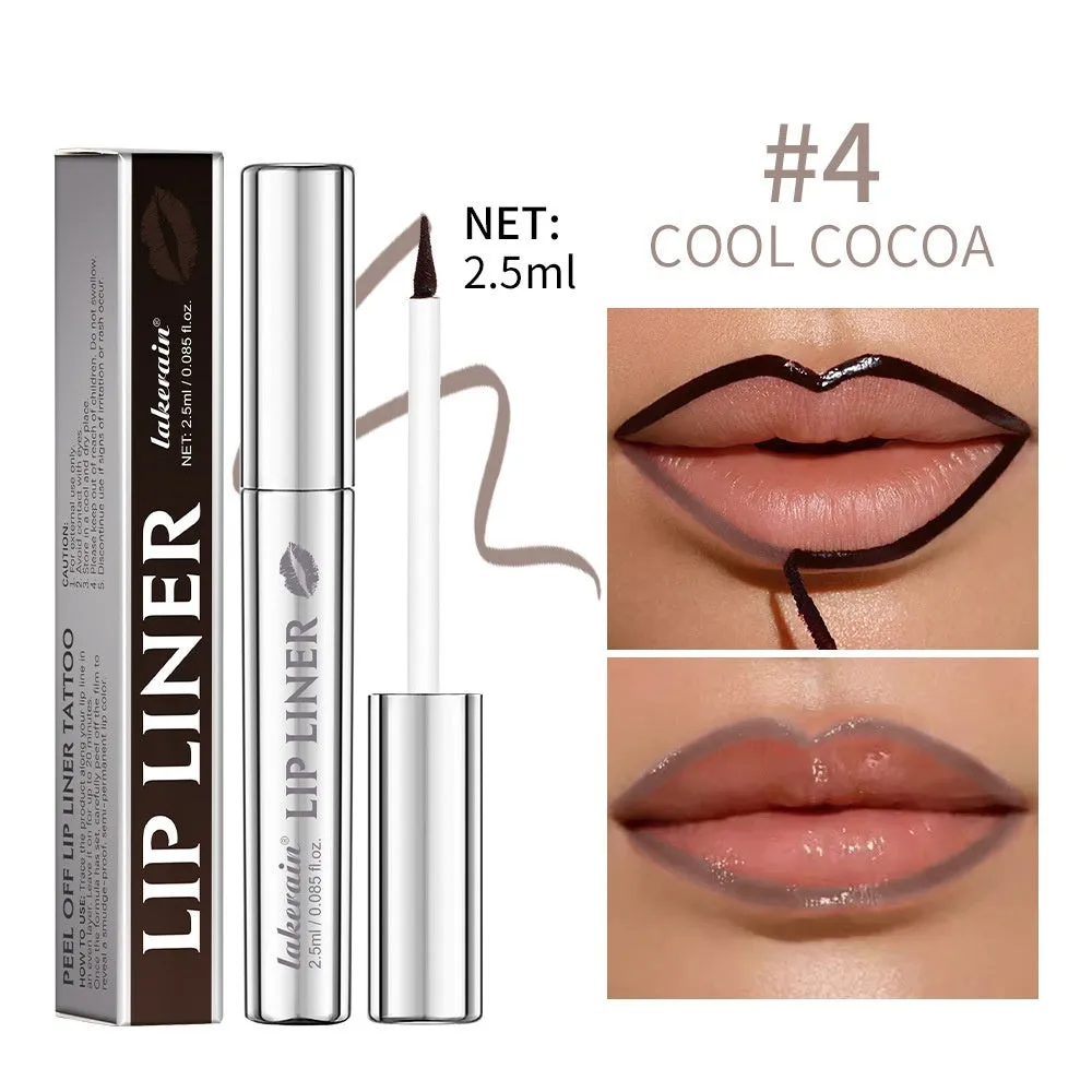 Matte finish pointed toe lip liner pencil with tear and pull design shown in rose pink colour