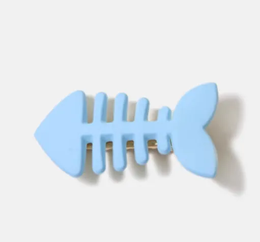 Minimalist plastic fishbone barrette hair clip with duckbill clip mechanism