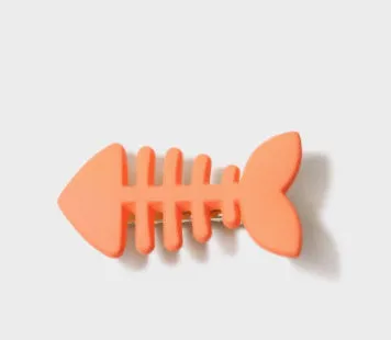 Minimalist plastic fishbone barrette hair clip with duckbill clip mechanism