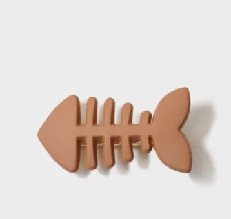 Minimalist plastic fishbone barrette hair clip with duckbill clip mechanism