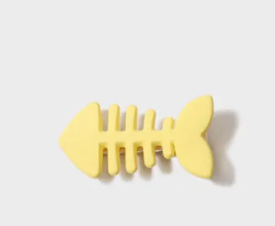 Minimalist plastic fishbone barrette hair clip with duckbill clip mechanism