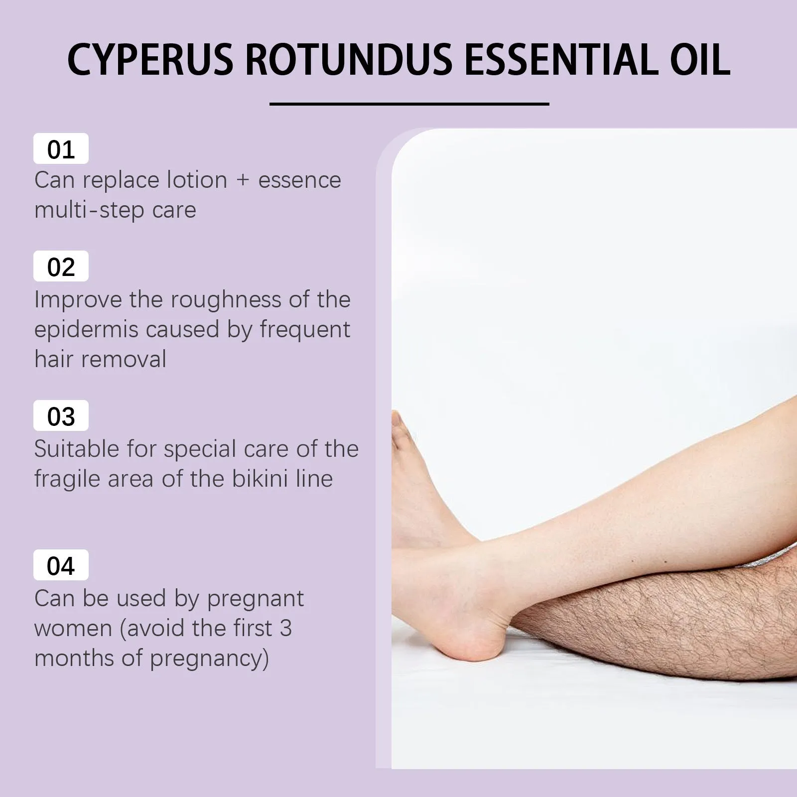 60 ml hair removal treatment oil bottle with botanical extract formulation