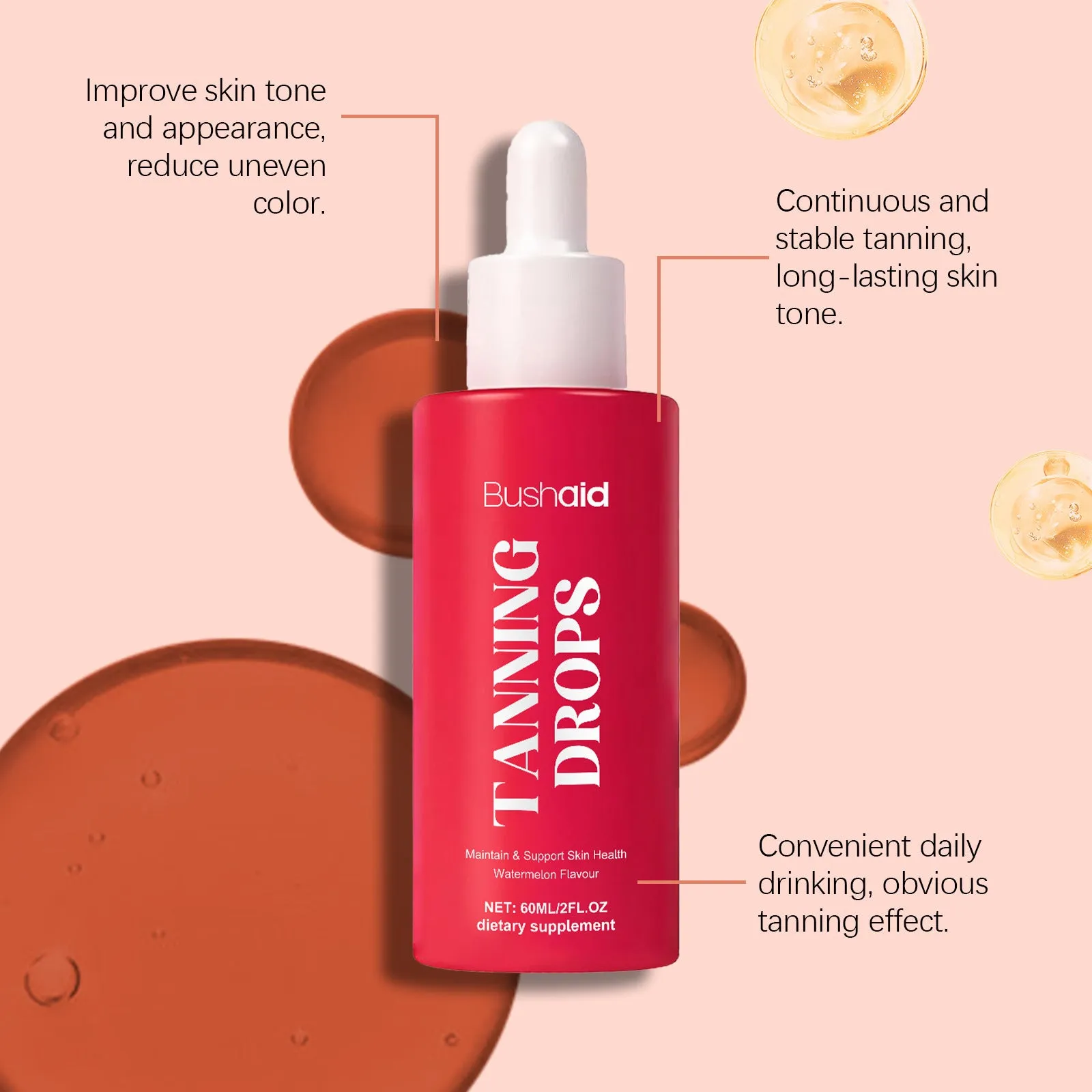 60ml dropper bottle of natural beauty serum with traditional Chinese medicine extract