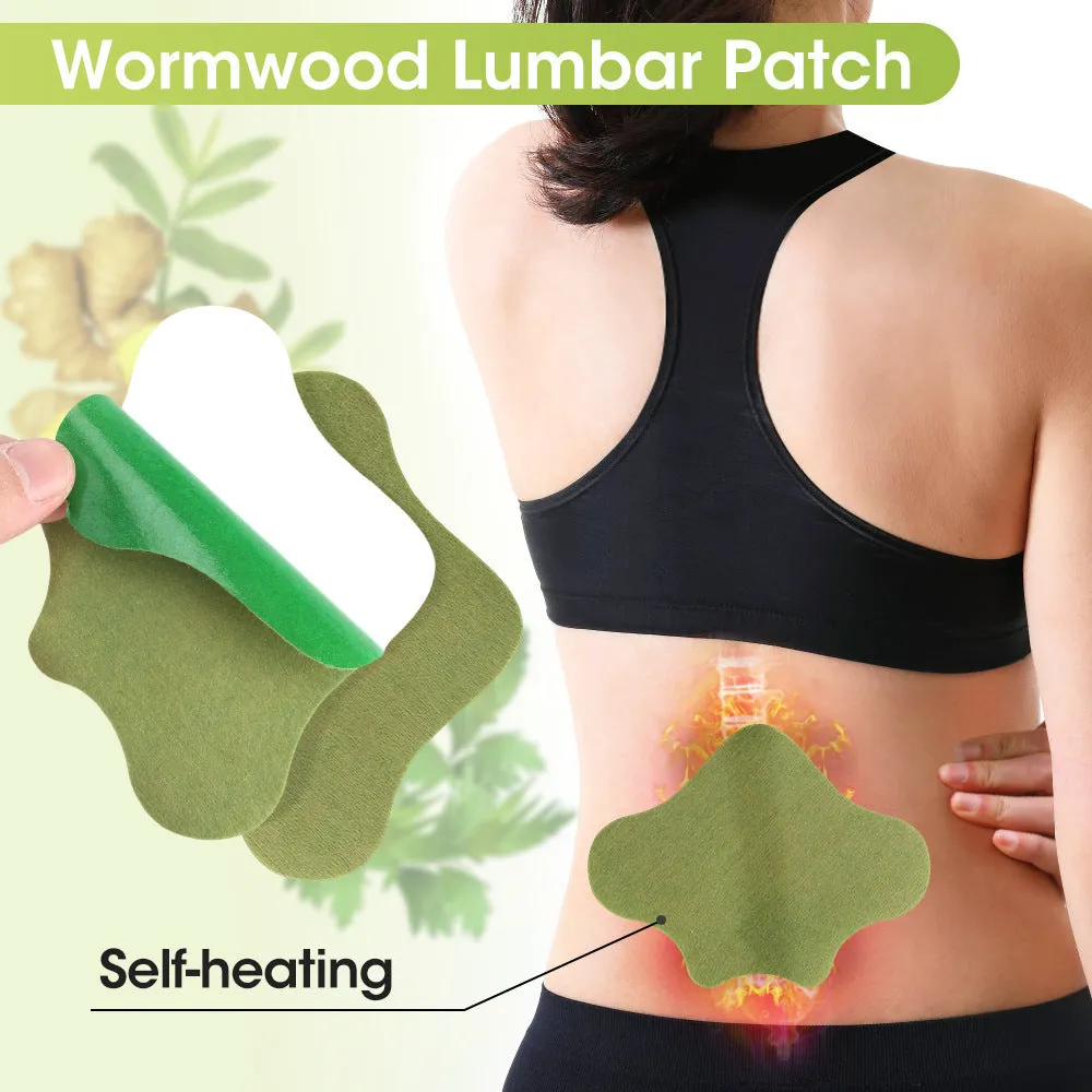Chinese mugwort herbal patch set with knee, back, neck, and foot patches in 12-piece pack