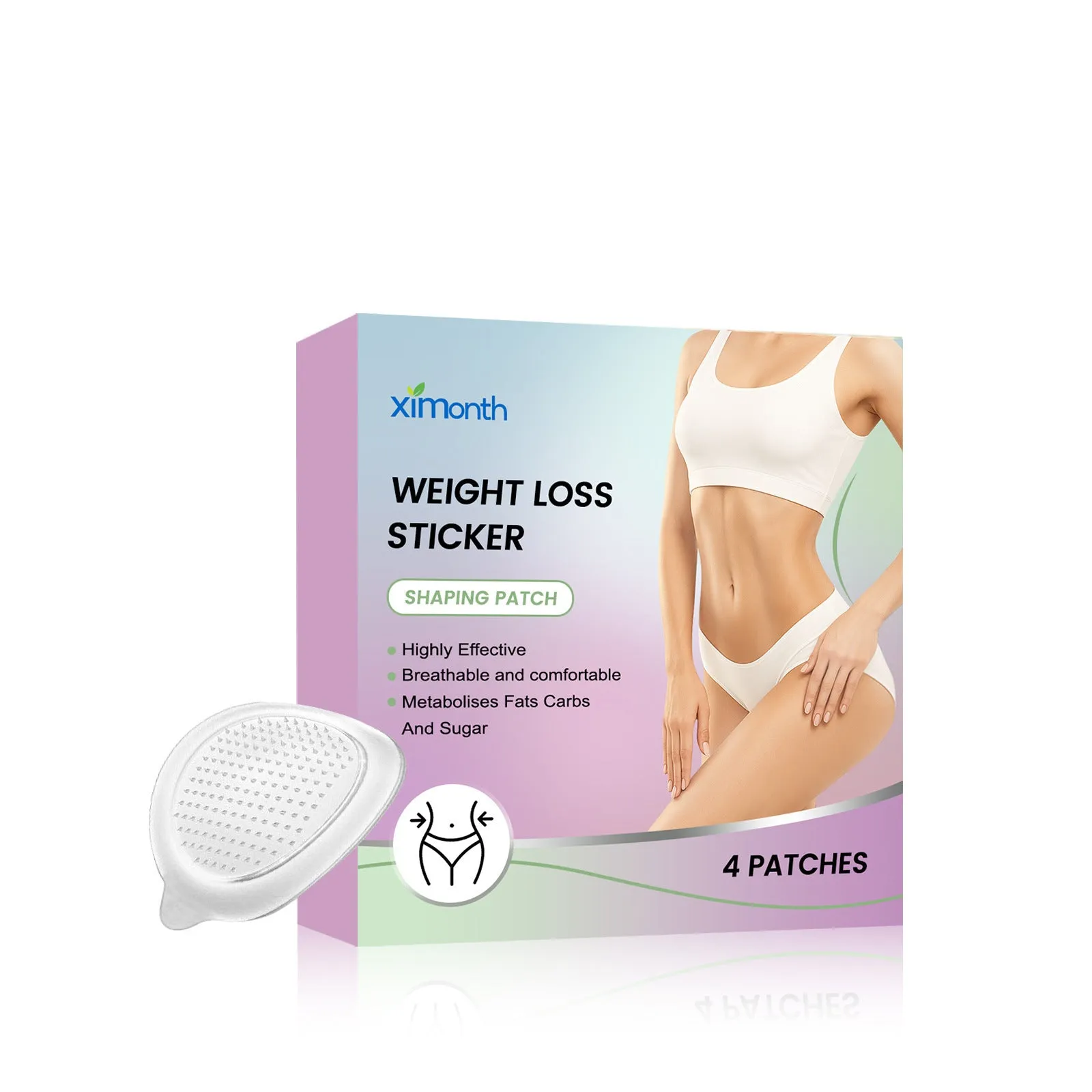 Pack of four clear hydrogel nursing bandages with aloe and mint on a blue background.