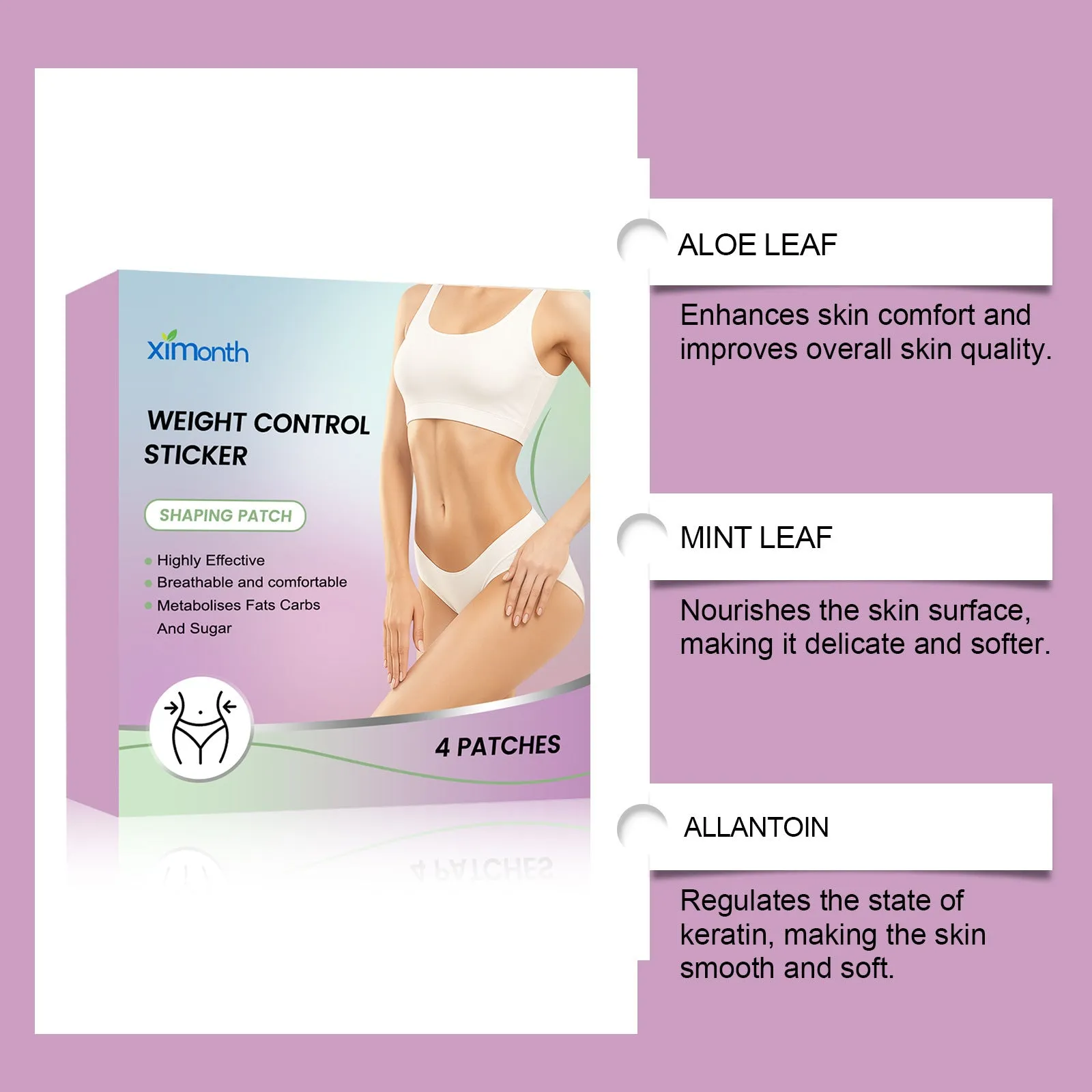 Pack of four clear hydrogel nursing bandages with aloe and mint on a blue background.