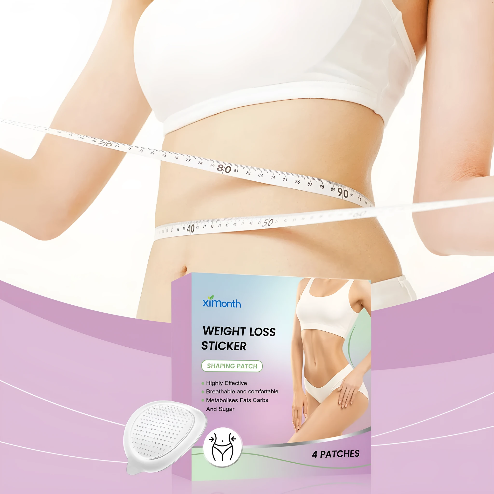 Pack of four clear hydrogel nursing bandages with aloe and mint on a blue background.