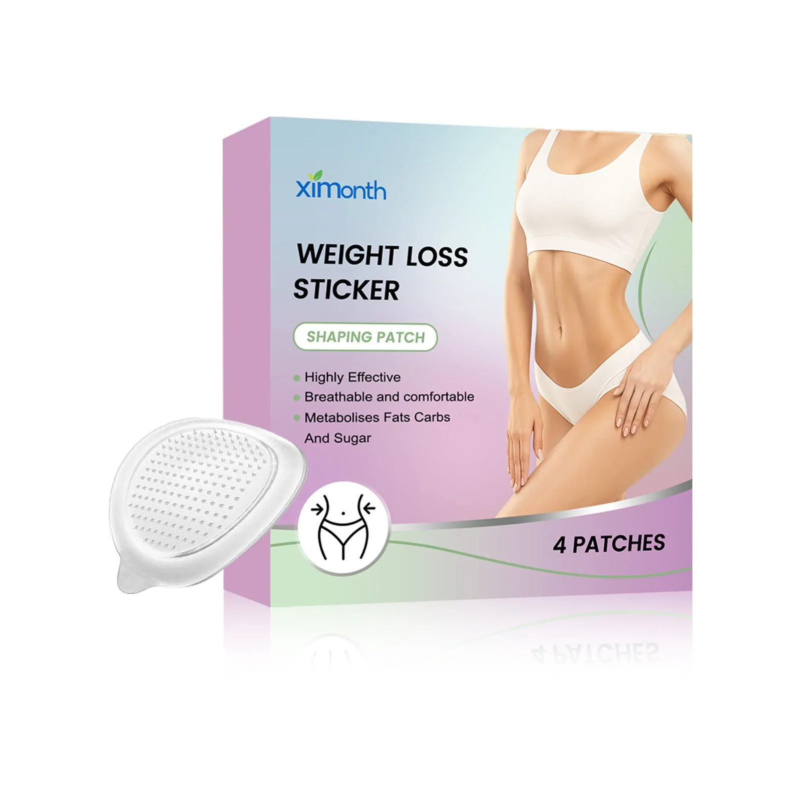 Pack of four clear hydrogel nursing bandages with aloe and mint on a blue background.