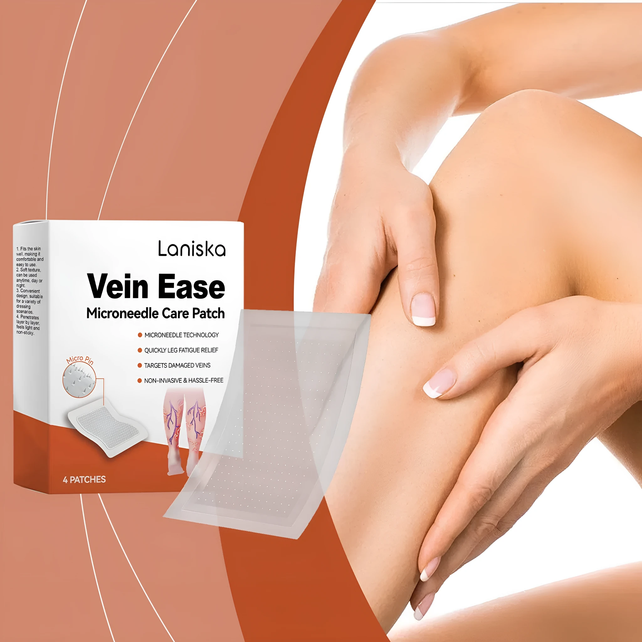 Laniska leg nursing adhesive bandage patches showing four individual mild ingredient patches for leg discomfort care