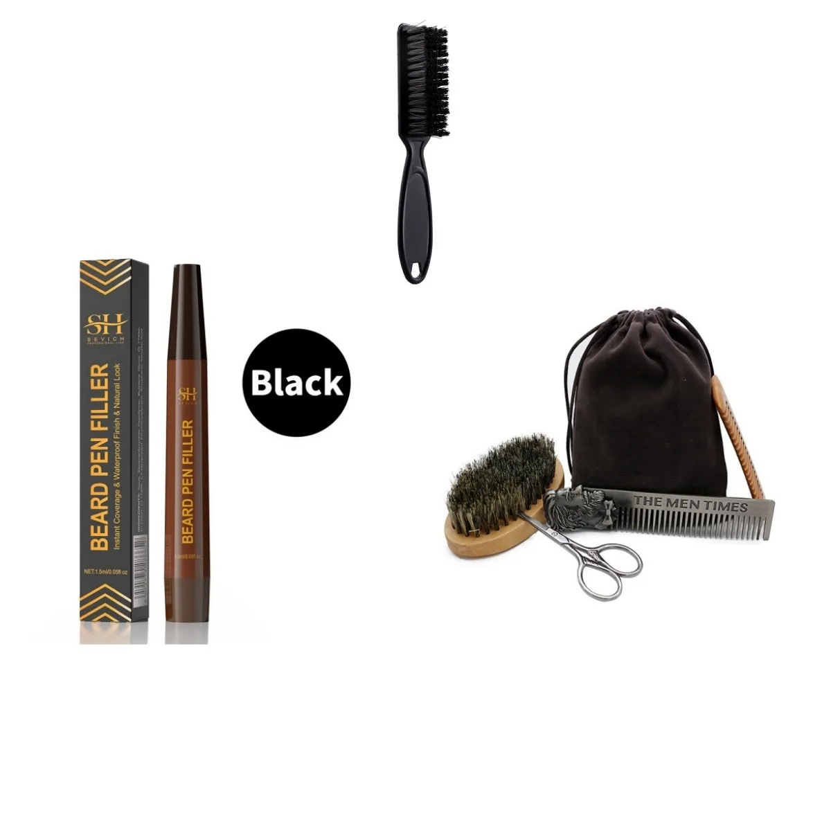 Men's sweatproof waterproof beard eyebrow pencil in black and dark brown shades