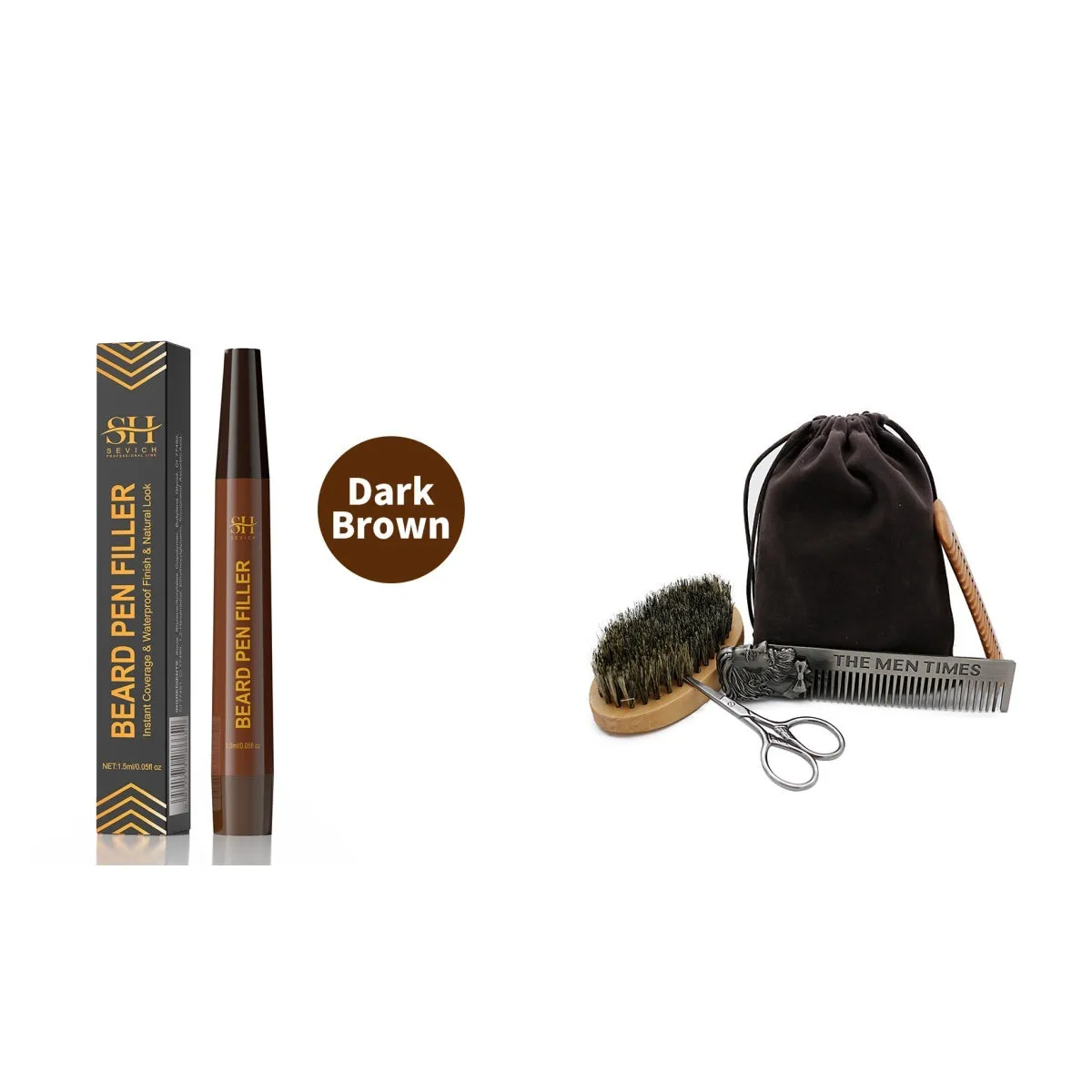 Men's sweatproof waterproof beard eyebrow pencil in black and dark brown shades
