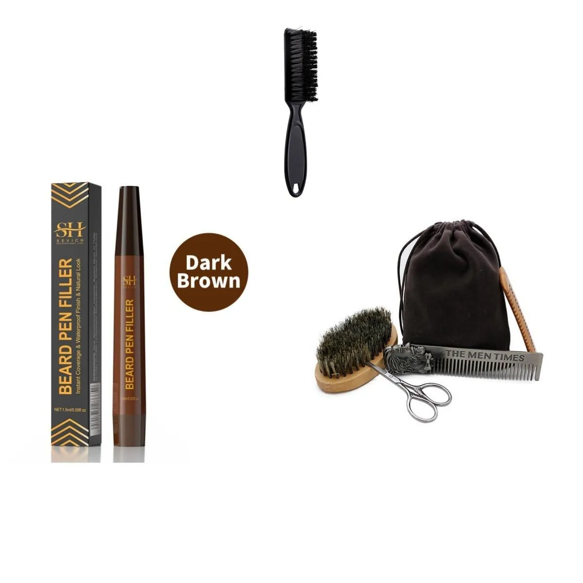 Men's sweatproof waterproof beard eyebrow pencil in black and dark brown shades
