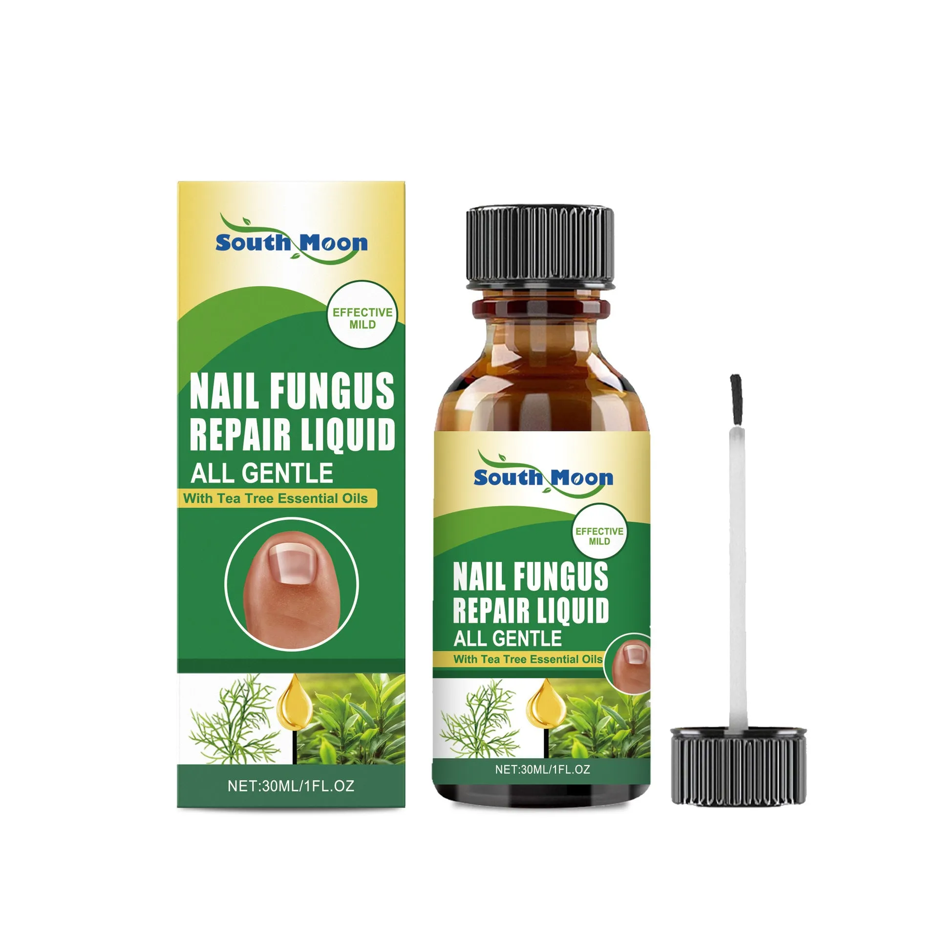 30ml nail fungus repair solution bottle with tea tree oil, colloidal silver and allantoin formula