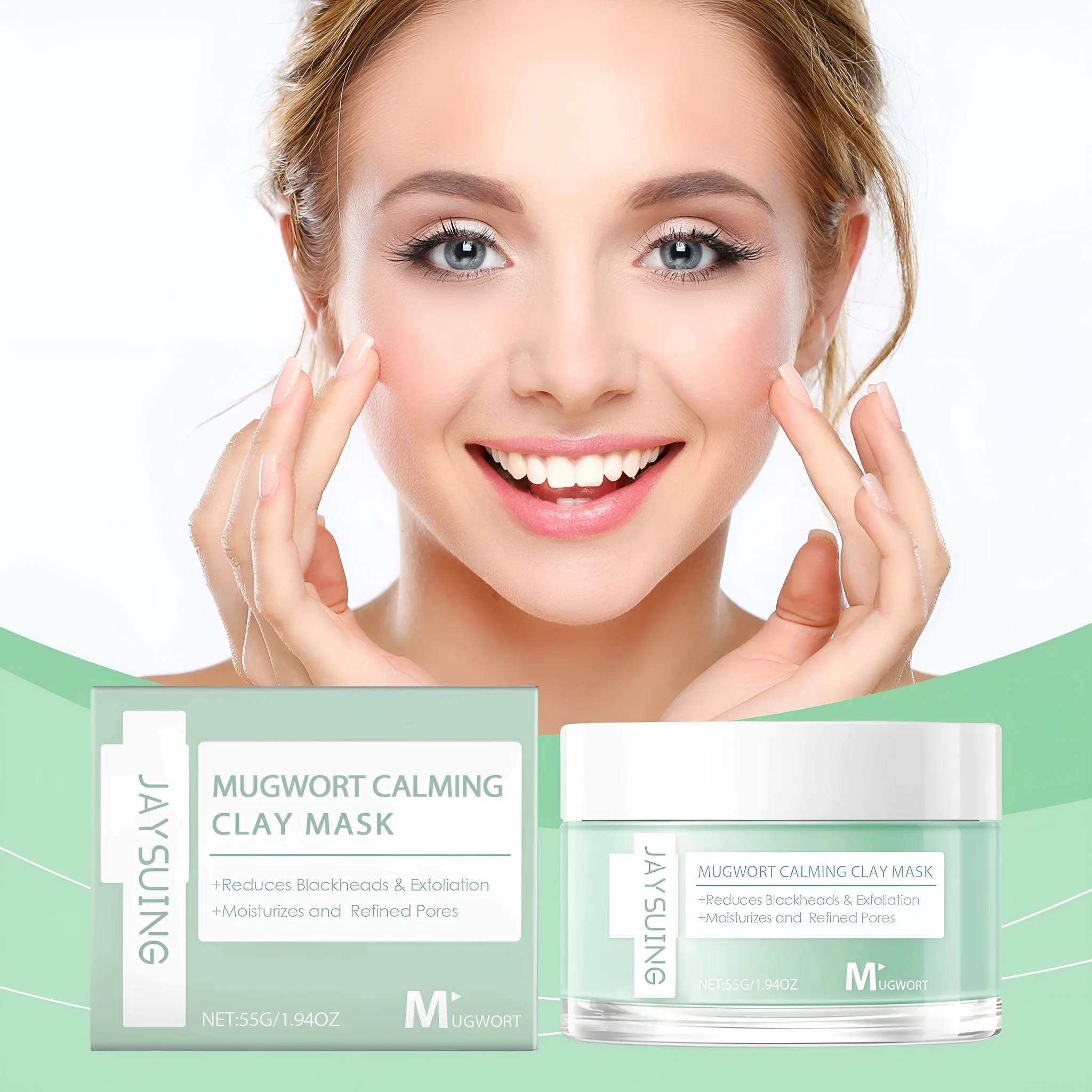 55g tube of bentonite clay pore cleaning mud mask with moxa leaf extract for acne-prone skin