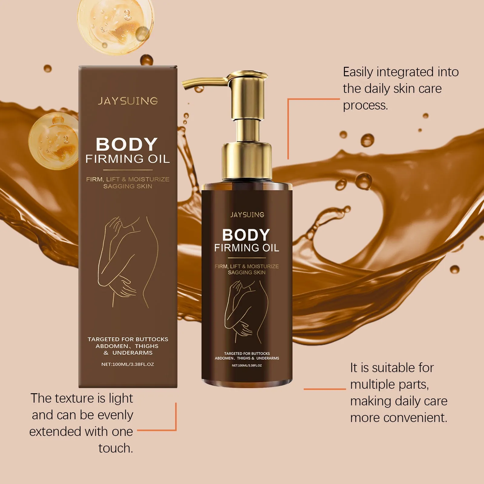 100ml bottle of nourishing body oil with hyaluronic acid and coffee seed oil
