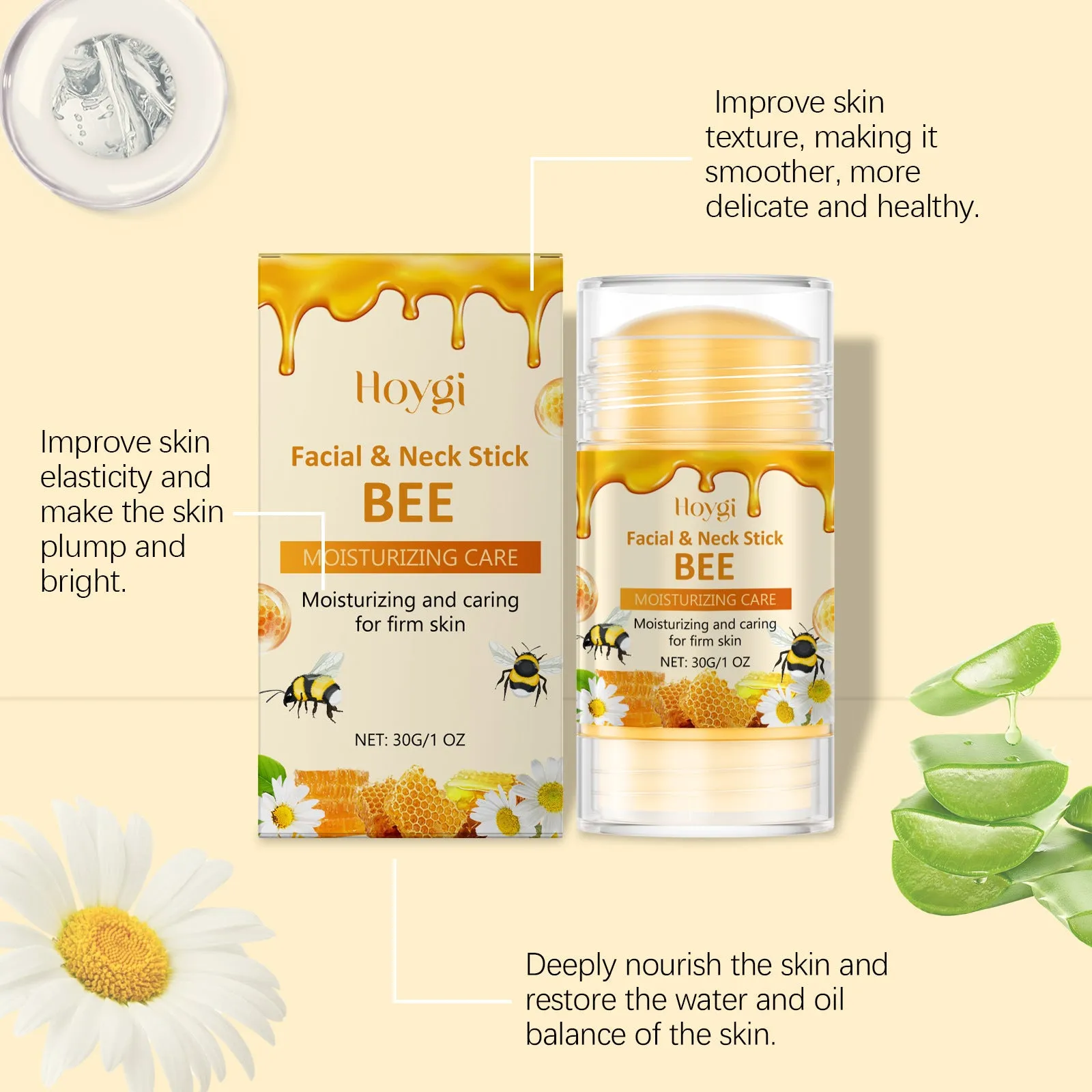 30g facial moisturising essence stick with beeswax and botanical extracts