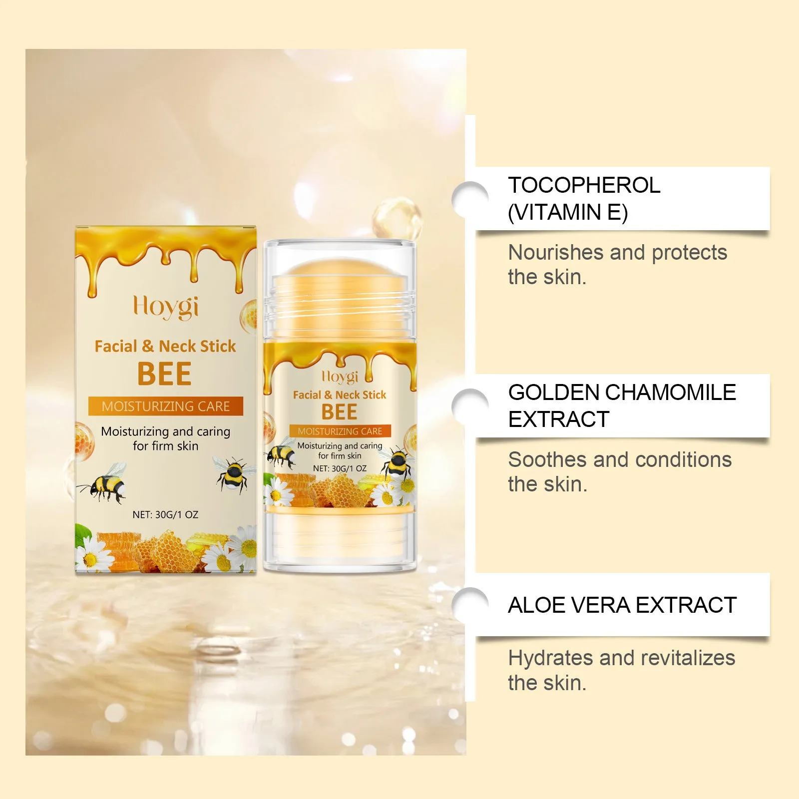 30g facial moisturising essence stick with beeswax and botanical extracts