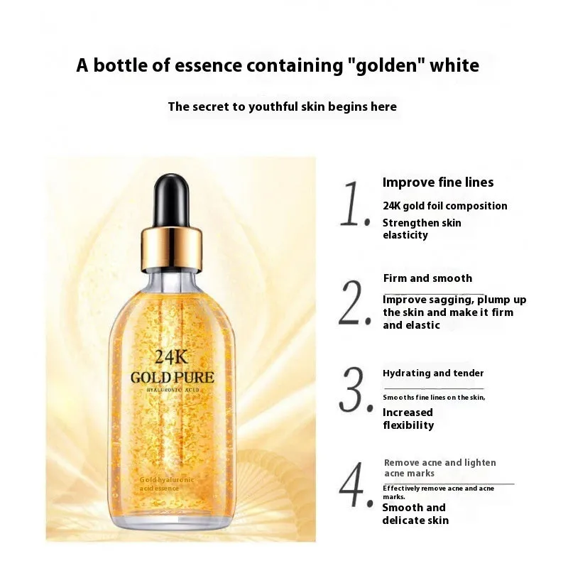 100g bottle of 24K nicotinamide hyaluronic acid and ginseng facial essence liquid for combination skin