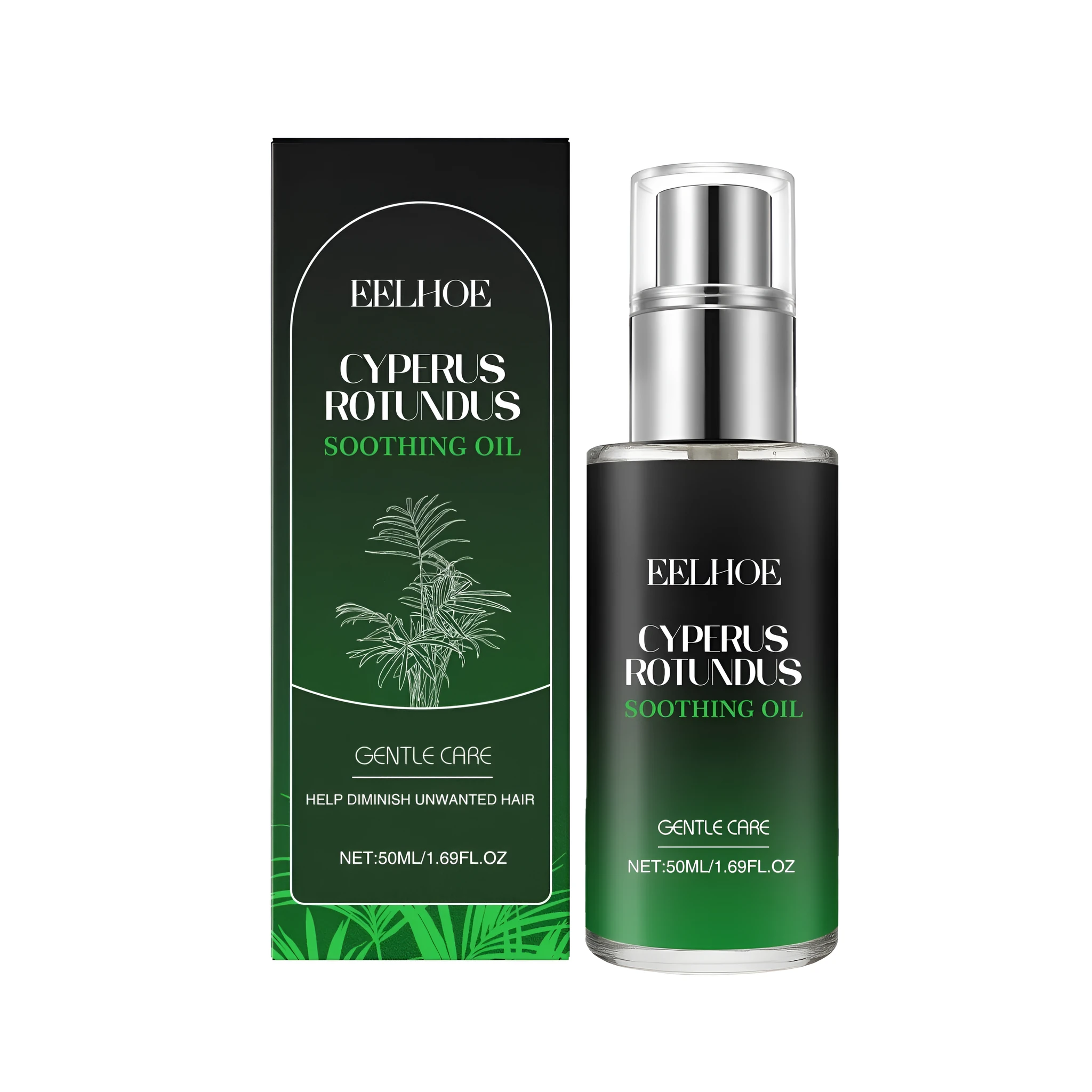 50ml bottle of Cyperus Rotundus Soothing Oil with botanical extracts and moisturising ingredients