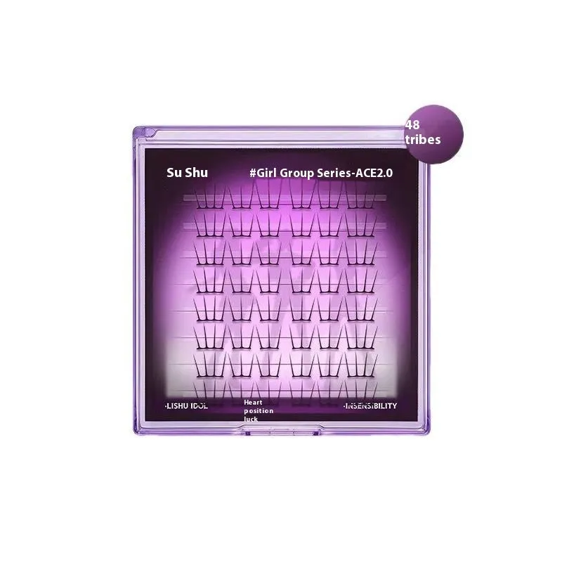 Reusable artificial fibre false eyelash clusters in cluster packaging with optional tweezers