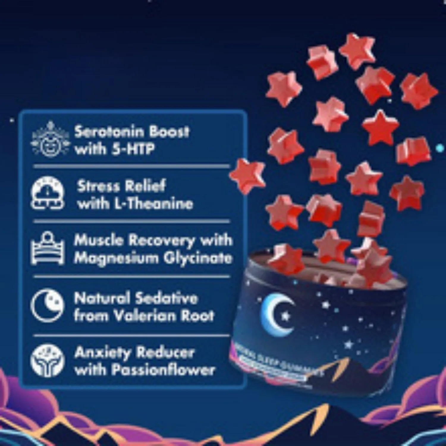 Sealed container with 60 melatonin soft candy gummy capsules for dietary supplement use