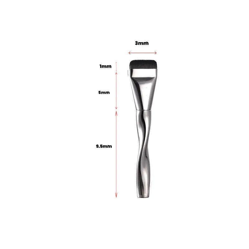 Spiral one-shaped powder foundation brush with long plastic handle on a black pineapple box