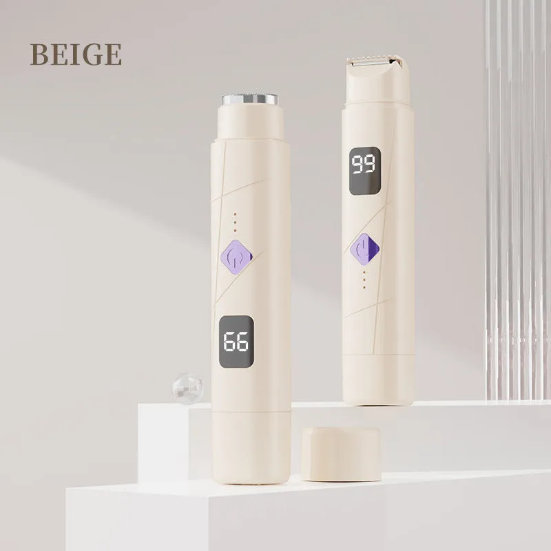 USB rechargeable women's hair removal shaver with digital display in gradient purple colour.